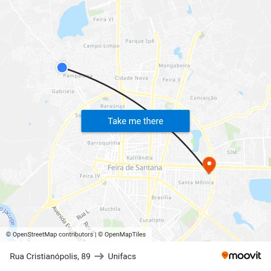 Rua Cristianópolis, 89 to Unifacs map