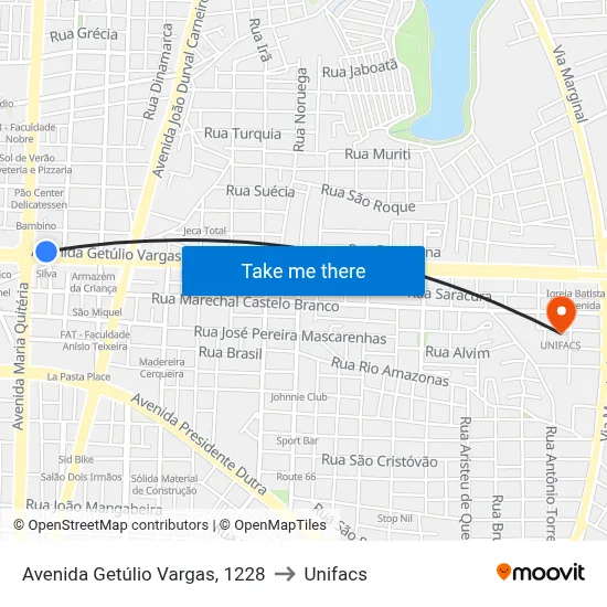 Avenida Getúlio Vargas, 1228 to Unifacs map