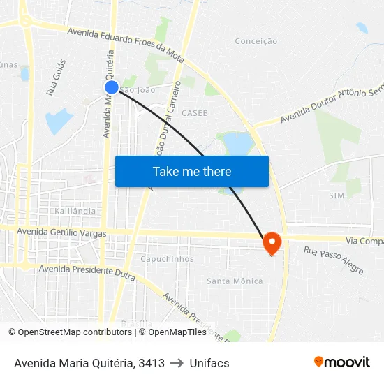 Avenida Maria Quitéria, 3413 to Unifacs map