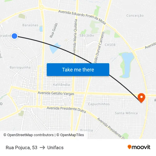 Rua Pojuca, 53 to Unifacs map
