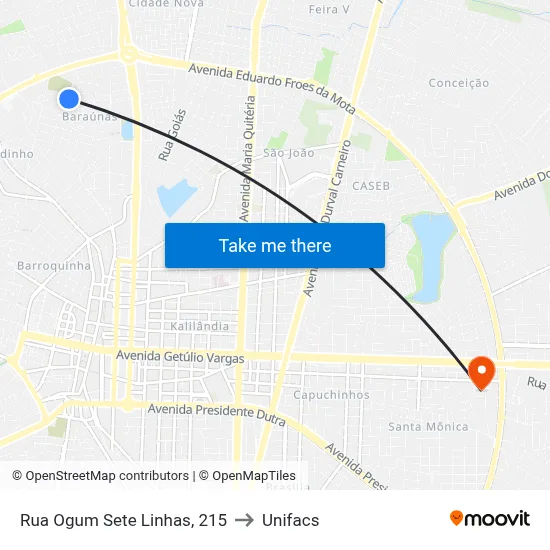 Rua Ogum Sete Linhas, 215 to Unifacs map