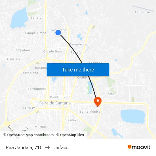 Rua Jandaia, 710 to Unifacs map