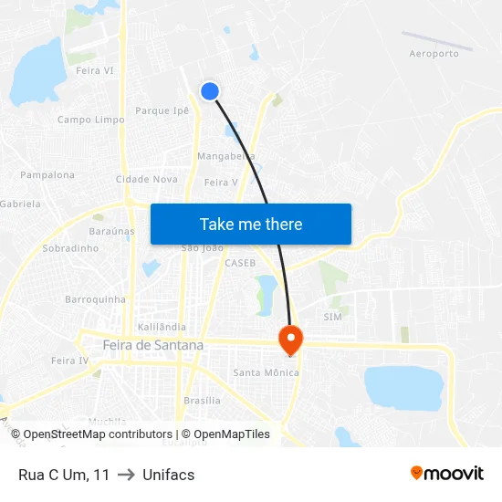 Rua C Um, 11 to Unifacs map