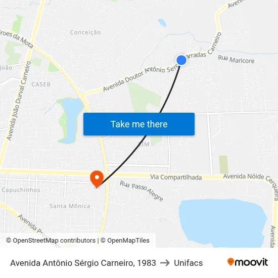 Avenida Antônio Sérgio Carneiro, 1983 to Unifacs map