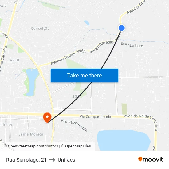 Rua Serrolago, 21 to Unifacs map