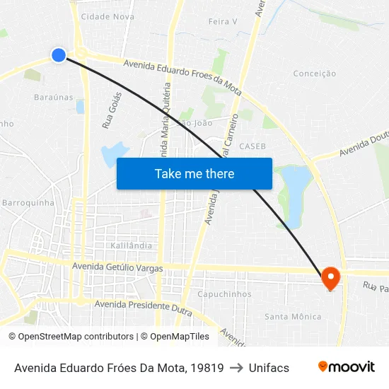 Avenida Eduardo Fróes Da Mota, 19819 to Unifacs map