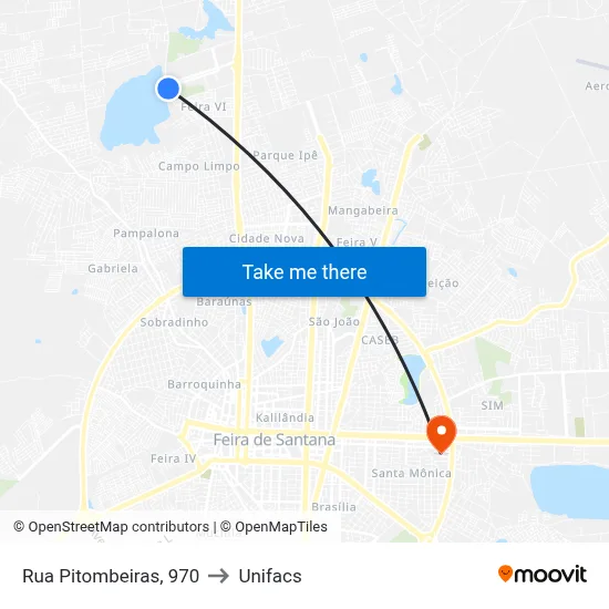 Rua Pitombeiras, 970 to Unifacs map