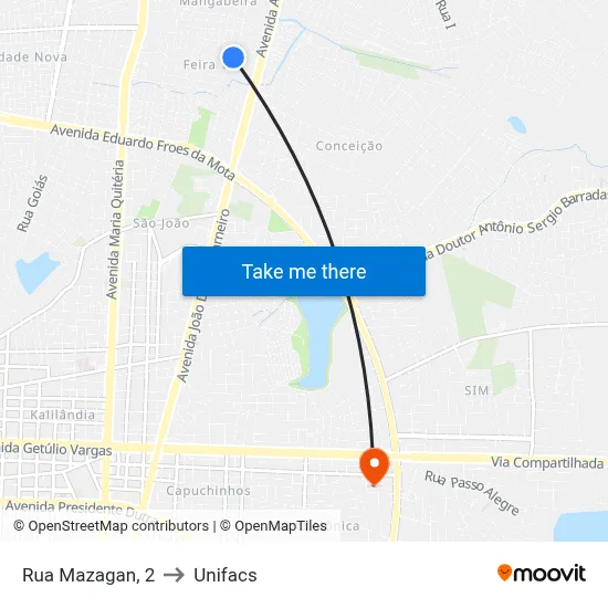 Rua Mazagan, 2 to Unifacs map