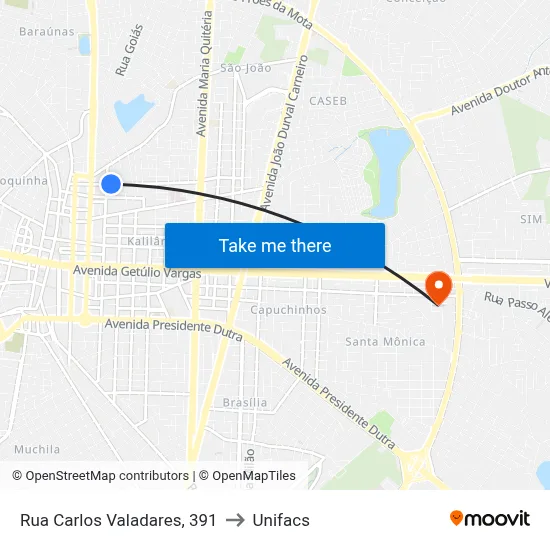 Rua Carlos Valadares, 391 to Unifacs map