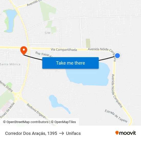Corredor Dos Araçás, 1395 to Unifacs map