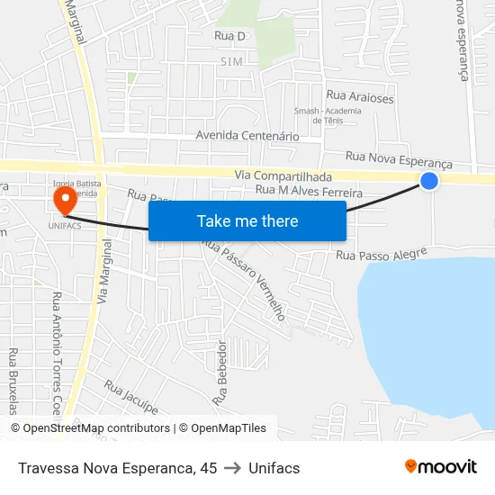 Travessa Nova Esperanca, 45 to Unifacs map