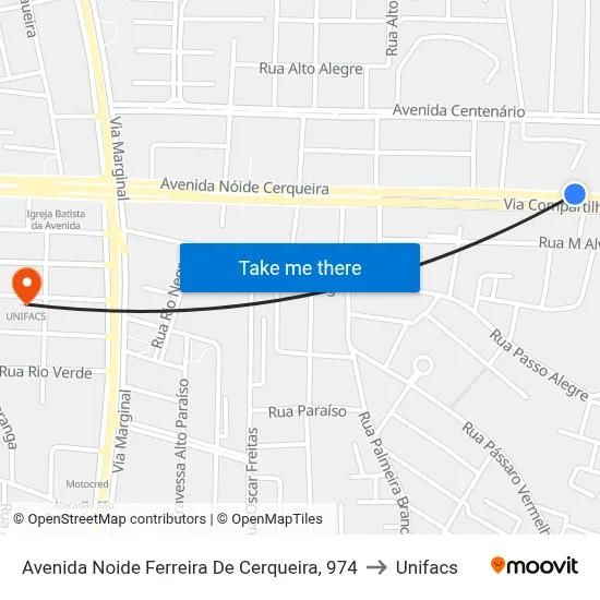 Avenida Noide Ferreira De Cerqueira, 974 to Unifacs map