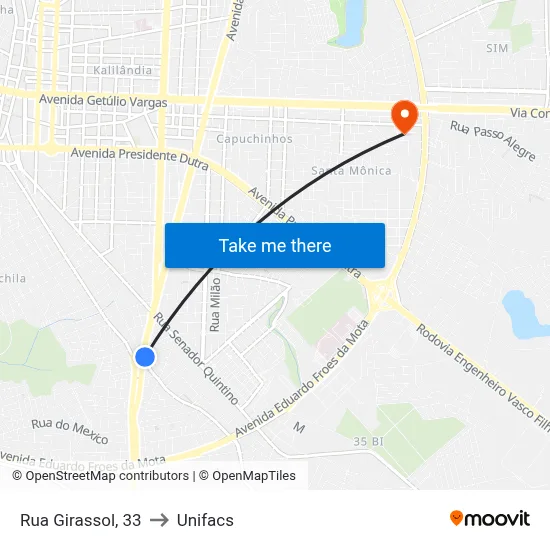 Rua Girassol, 33 to Unifacs map