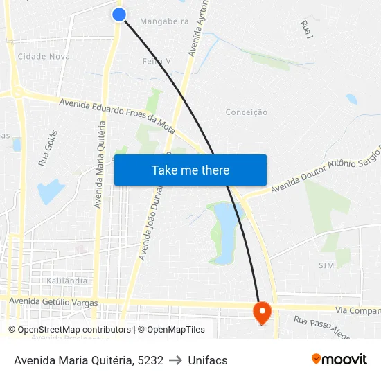 Avenida Maria Quitéria, 5232 to Unifacs map