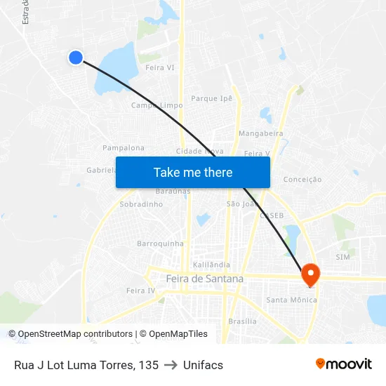 Rua J Lot Luma Torres, 135 to Unifacs map