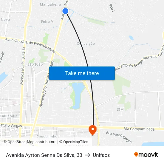 Avenida Ayrton Senna Da Silva, 33 to Unifacs map