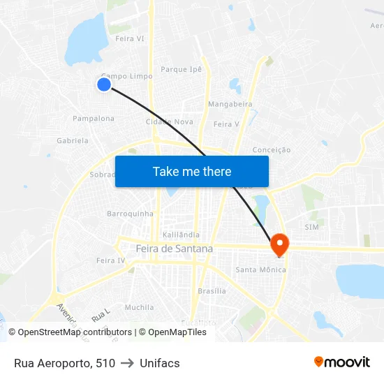 Rua Aeroporto, 510 to Unifacs map