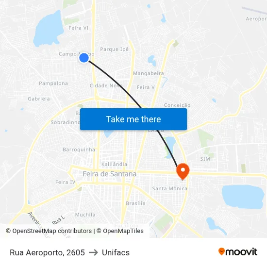 Rua Aeroporto, 2605 to Unifacs map