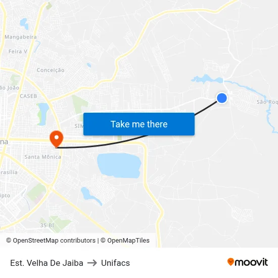 Est. Velha De Jaiba to Unifacs map