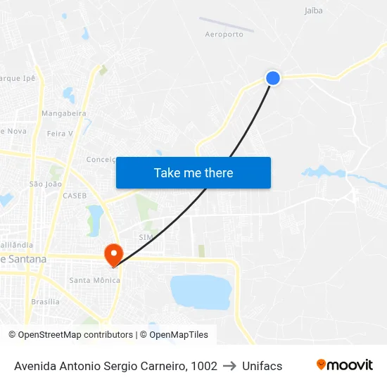Avenida Antonio Sergio Carneiro, 1002 to Unifacs map