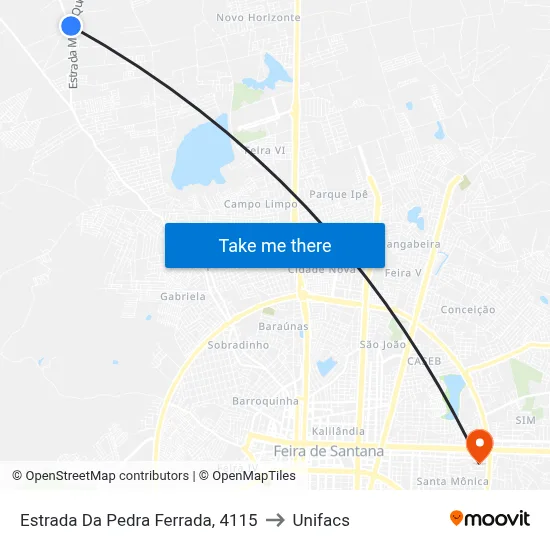 Estrada Da Pedra Ferrada, 4115 to Unifacs map