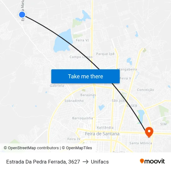 Estrada Da Pedra Ferrada, 3627 to Unifacs map