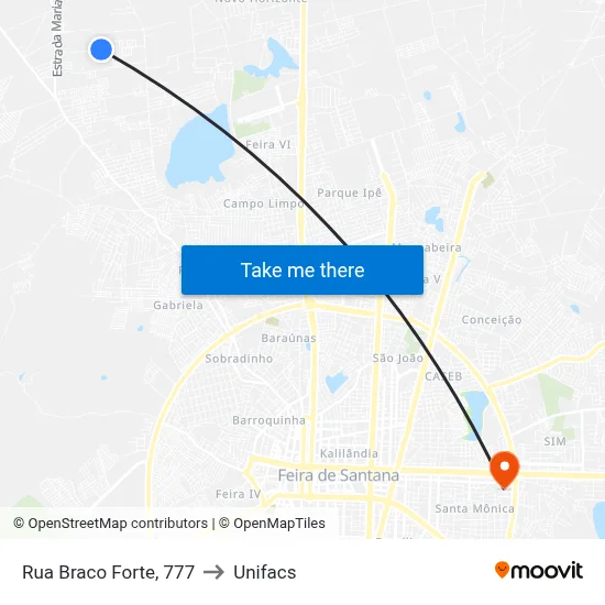 Rua Braco Forte, 777 to Unifacs map
