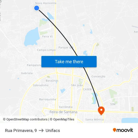 Rua Primavera, 9 to Unifacs map