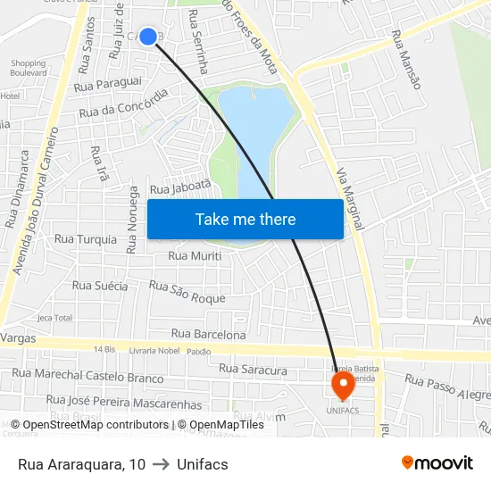 Rua Araraquara, 10 to Unifacs map