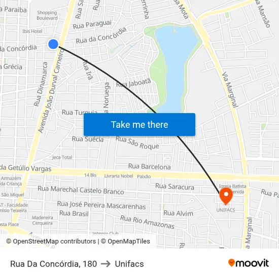 Rua Da Concórdia, 180 to Unifacs map