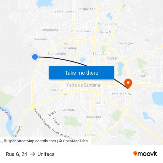 Rua G, 24 to Unifacs map