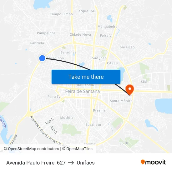 Avenida Paulo Freire, 627 to Unifacs map