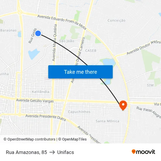 Rua Amazonas, 85 to Unifacs map