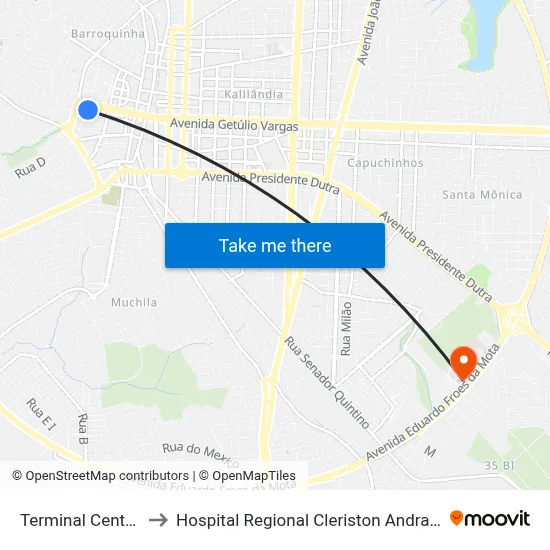 Terminal Central to Hospital Regional Cleriston Andrade map