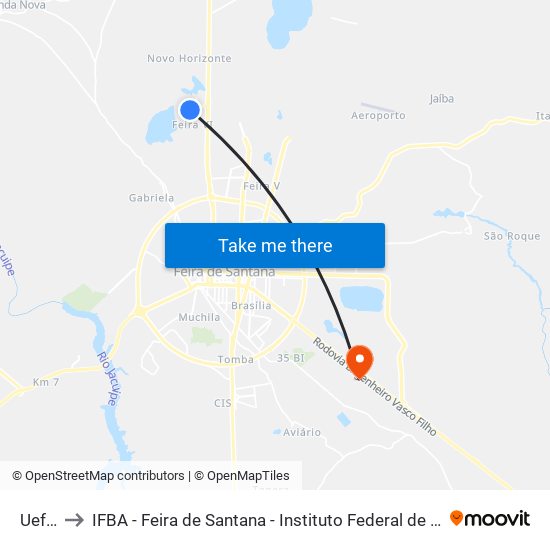 Uefs - P6 to IFBA - Feira de Santana - Instituto Federal de Educação Ciencias e Tecnologia da Bahia map