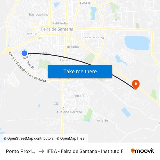 Ponto Próximo Ao Largo Feira X to IFBA - Feira de Santana - Instituto Federal de Educação Ciencias e Tecnologia da Bahia map