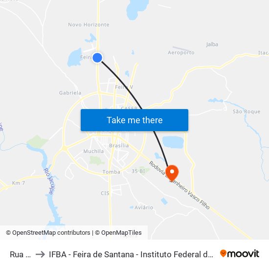 Rua A, 1-29 to IFBA - Feira de Santana - Instituto Federal de Educação Ciencias e Tecnologia da Bahia map