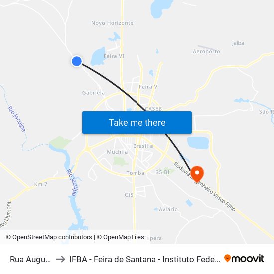 Rua Augusto Severo, 60 to IFBA - Feira de Santana - Instituto Federal de Educação Ciencias e Tecnologia da Bahia map