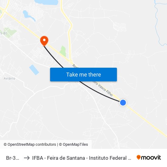 Br-324, 2540 to IFBA - Feira de Santana - Instituto Federal de Educação Ciencias e Tecnologia da Bahia map