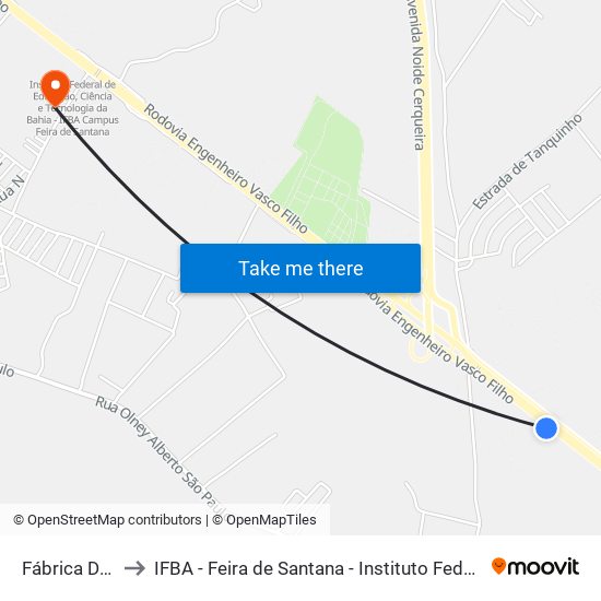 Fábrica De Rações Seara to IFBA - Feira de Santana - Instituto Federal de Educação Ciencias e Tecnologia da Bahia map