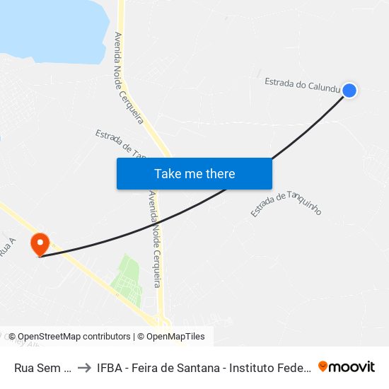 Rua Sem Denominação to IFBA - Feira de Santana - Instituto Federal de Educação Ciencias e Tecnologia da Bahia map