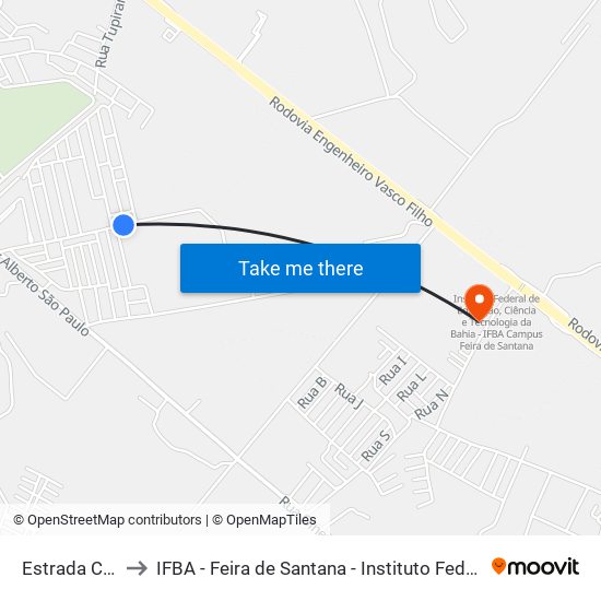 Estrada Carrocavel, 1547 to IFBA - Feira de Santana - Instituto Federal de Educação Ciencias e Tecnologia da Bahia map