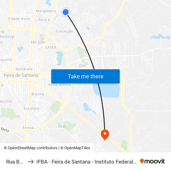 Rua Barbosa, 06 to IFBA - Feira de Santana - Instituto Federal de Educação Ciencias e Tecnologia da Bahia map