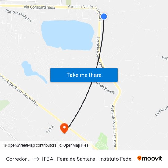 Corredor Baixa Felix, 10 to IFBA - Feira de Santana - Instituto Federal de Educação Ciencias e Tecnologia da Bahia map