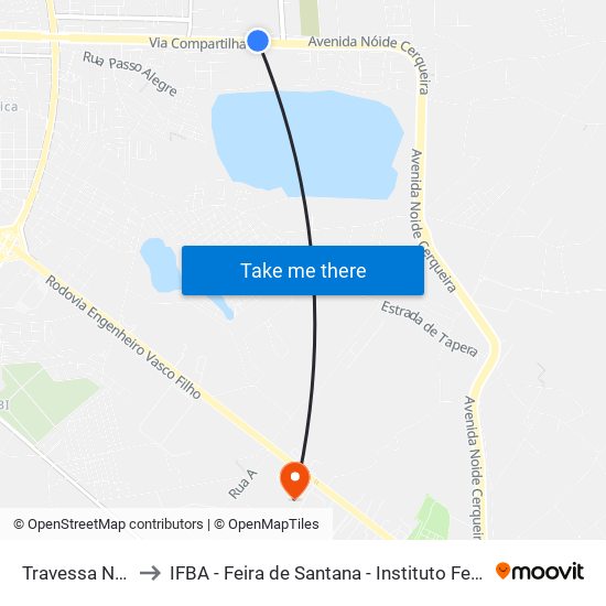 Travessa Nova Esperanca, 42 to IFBA - Feira de Santana - Instituto Federal de Educação Ciencias e Tecnologia da Bahia map