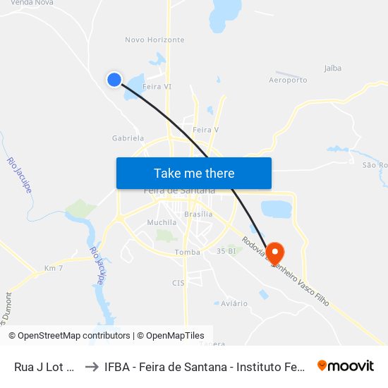 Rua J Lot Luma Torres, 135 to IFBA - Feira de Santana - Instituto Federal de Educação Ciencias e Tecnologia da Bahia map