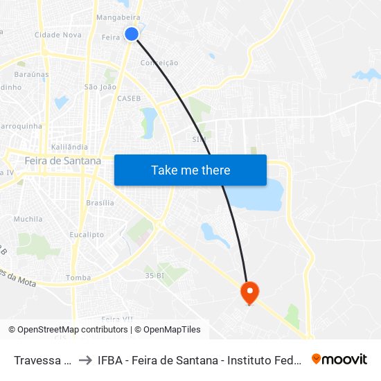 Travessa Anchieta, 5373 to IFBA - Feira de Santana - Instituto Federal de Educação Ciencias e Tecnologia da Bahia map