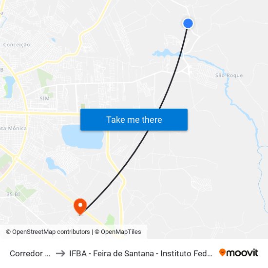 Corredor São Pedro, 181 to IFBA - Feira de Santana - Instituto Federal de Educação Ciencias e Tecnologia da Bahia map