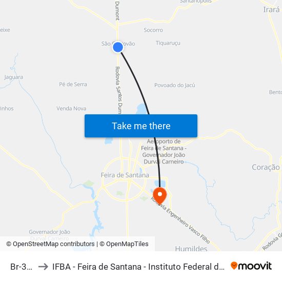 Br-324, 410 to IFBA - Feira de Santana - Instituto Federal de Educação Ciencias e Tecnologia da Bahia map