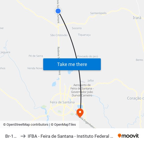 Br-116, 1113 to IFBA - Feira de Santana - Instituto Federal de Educação Ciencias e Tecnologia da Bahia map